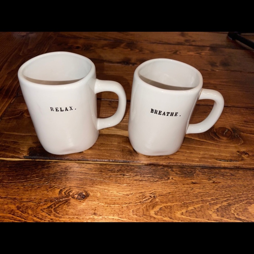 Rae Dunn Boutique mugs relax and breathe OG VHTF